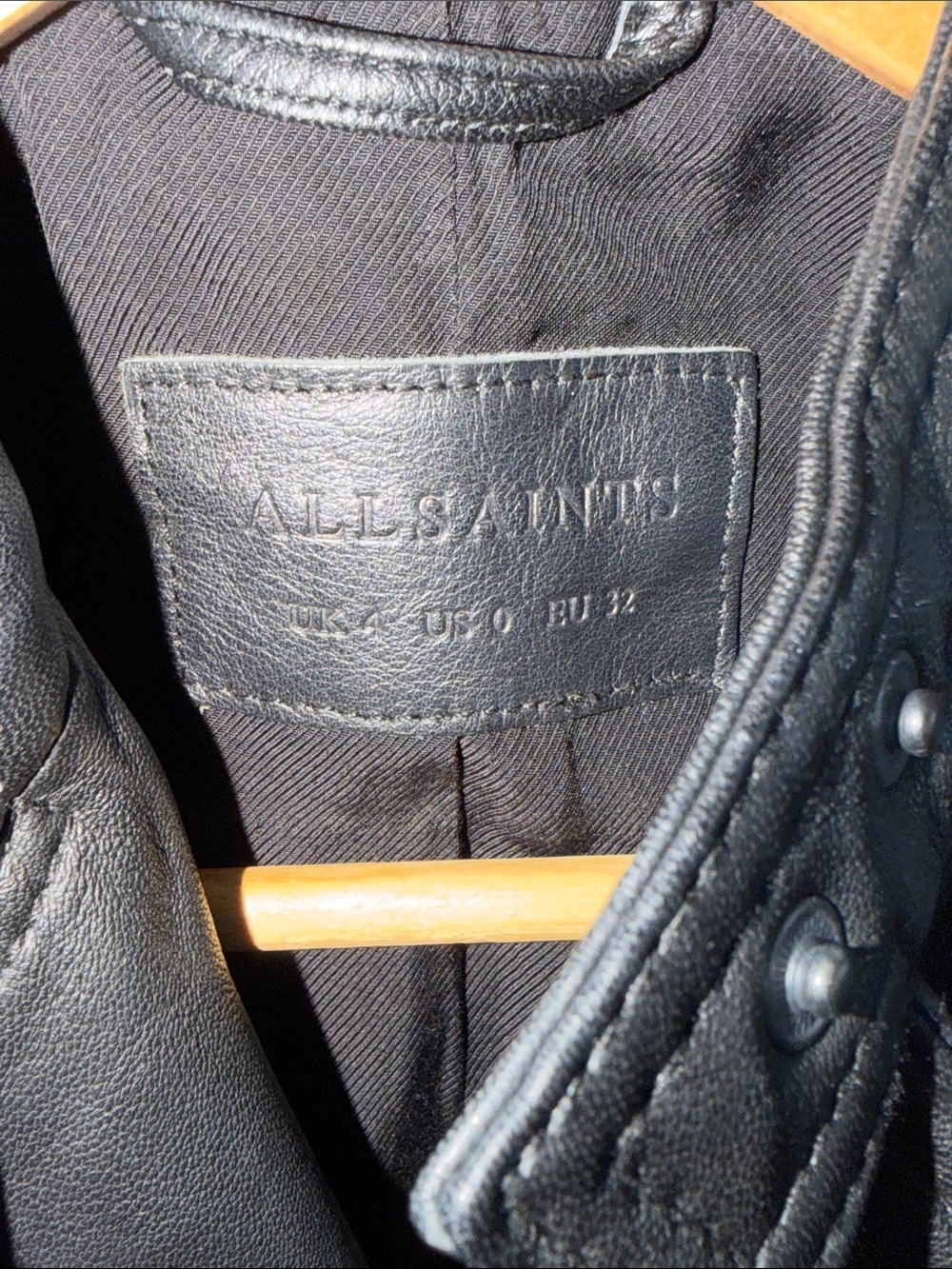 All Saints Black Kerr Biker Jacket 100% Lamb Leather Jacket Sz. 0 - Picture 4 of 8